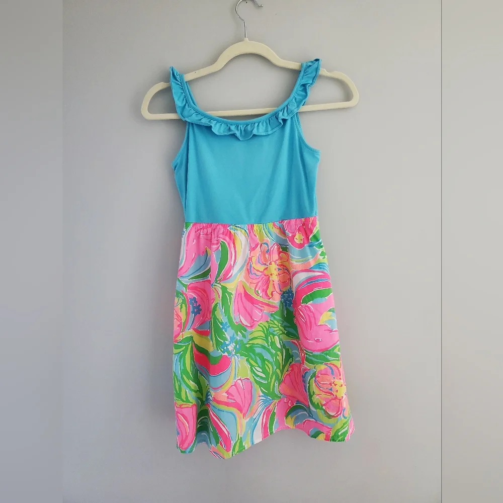 LILLY PULITZER Girls MULTI-COLOR DRESS WITH RUFFLE SIZE XL